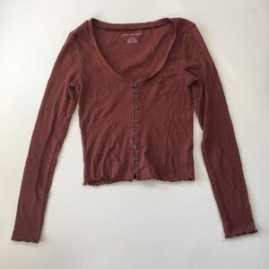 American Eagle Ribbed Long Sleeve Top